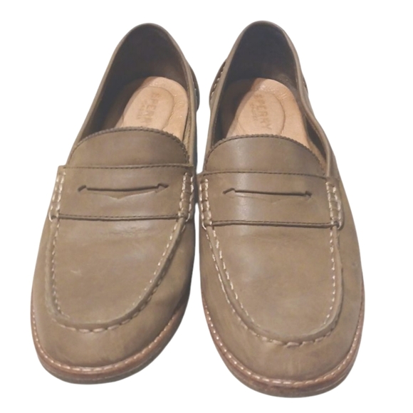 Sperry Green Leather Flats Women's Classic Leather Loafers Size 9 - Picture 2 of 12
